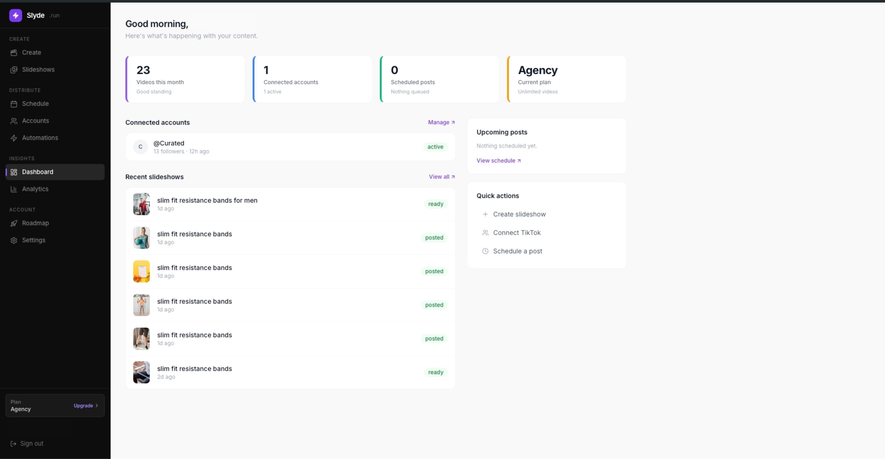 Slyde dashboard
