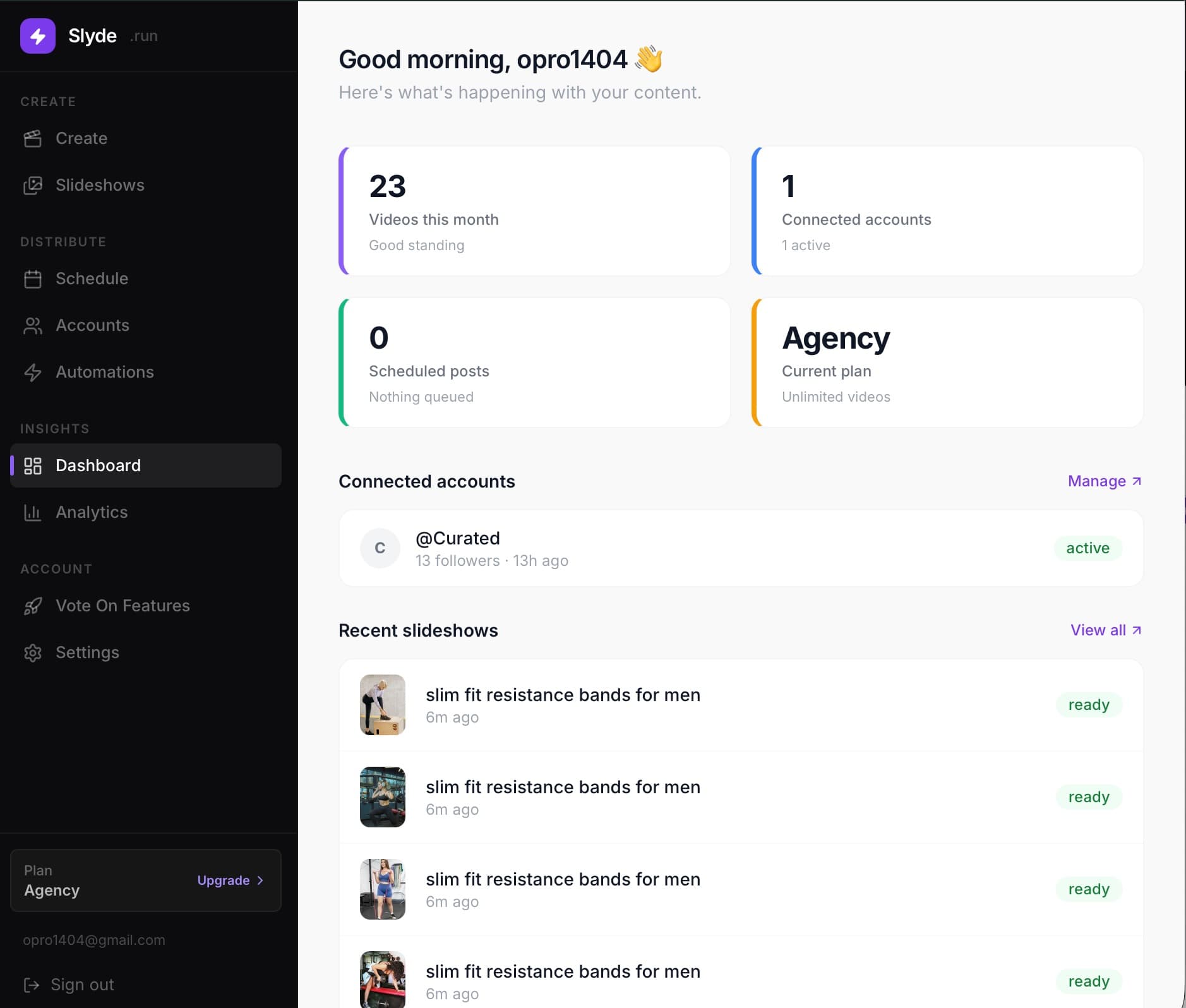 Slyde dashboard